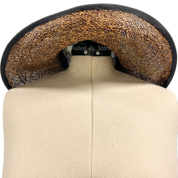 Vintage Custom-Made Artisan Magar Hatworks Millinery 17" Wide Brim Straw Sun Hat - Picture 4 of 16